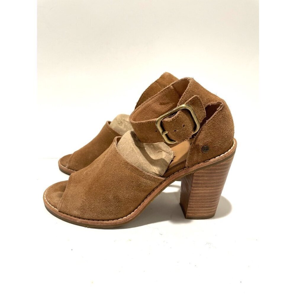 UGG Tan Suede Block Heel Sandals